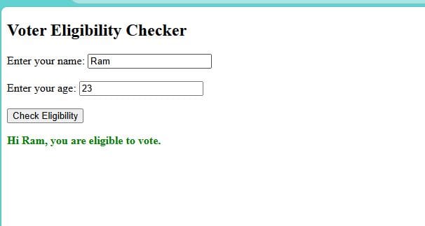 Output of VoterEligibleCheck function